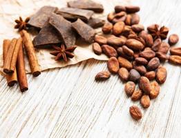 Cocoa beans and chocolate photo