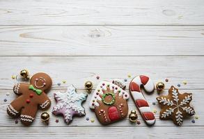 Homemade gingerbread cookies border with copy space photo
