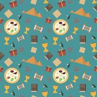 Passover holiday flat design icons seamless pattern vector