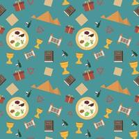 Passover holiday flat design icons seamless pattern vector