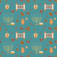 Hanukkah holiday flat design icons seamless pattern vector