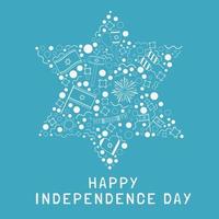 Israel Independence Day holiday flat design white thin line icons set in star of david shape with text in english vector