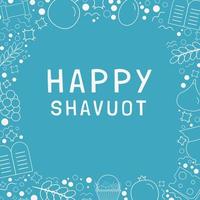 Frame with Shavuot holiday flat design white thin line icons with text in english vector