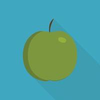 icono de manzana verde en el diseño de sombra plana larga vector