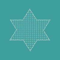 Passover holiday flat design white thin line icons of matzot in star of david shape vector