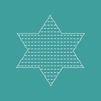 Passover holiday flat design white thin line icons of matzot in star of david shape vector