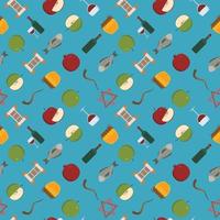 Rosh Hashanah holiday flat design icons seamless pattern vector