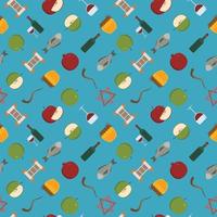 Rosh Hashanah holiday flat design icons seamless pattern vector