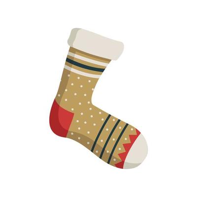 New Year and Christmas sock with patterns. Festive decorative element for design on winter holiday