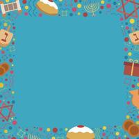 Frame with Hanukkah holiday flat design icons vector