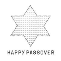 Passover holiday flat design black thin line icons of matzot in star of david shape with text in english vector