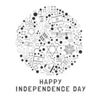 día de la independencia de israel vacaciones diseño plano iconos de líneas finas negras en forma redonda con texto en inglés vector