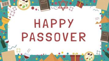 Frame with Passover holiday flat design icons with text in english vector