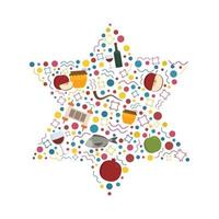 Rosh Hashanah holiday flat design icons set in star of david shape vector