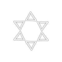 Purim holiday flat design black thin line icons of hamantashs in star of david shape vector