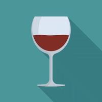 copa de vino plana larga sombra icono de diseño vector