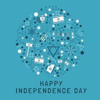 Israel Independence Day holiday flat design icons set in round shape with text in english vector