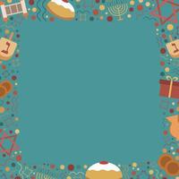 Frame with Hanukkah holiday flat design icons vector