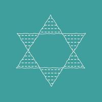 Passover holiday flat design white thin line icons of matzot in star of david shape vector