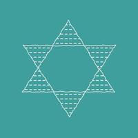 Passover holiday flat design white thin line icons of matzot in star of david shape vector