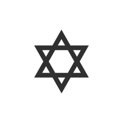 Star of david shape icon in black flat outline design