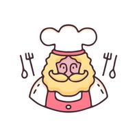 Chef with mustache and beard illustration. Vector graphics for t-shirt prints and other uses.