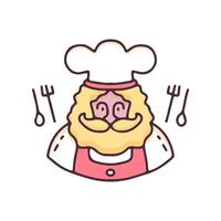 chef con bigote y barba ilustración. gráficos vectoriales para estampados de camisetas y otros usos. vector