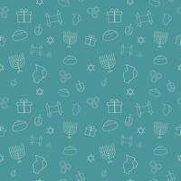 Hanukkah holiday flat design white thin line icons seamless pattern vector