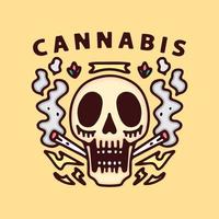 Smoke weed skull in retro style. illustration for t shirt, poster, logo, sticker, or apparel merchandise. vector