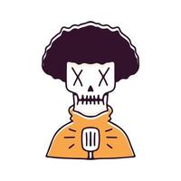 Afro skull with microphone illustration. Vector graphics for t-shirt prints and other uses.