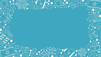Frame with Israel Independence Day holiday flat design white thin line icons vector
