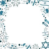 Frame with Israel Independence Day holiday flat design icons vector