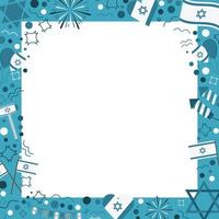 Frame with Israel Independence Day holiday flat design icons vector