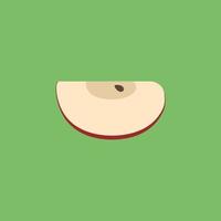 Red apple slice icon in flat design with green background vector