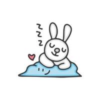 Cute bunny cartoon sleeping. Perfect for Nursery kids, greeting card, baby shower girl, fabric design. vector