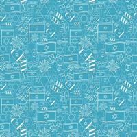 Israel Independence Day holiday flat design white thin line icons seamless pattern vector