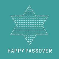 Passover holiday flat design white thin line icons of matzot in star of david shape with text in english