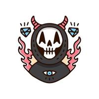 calavera parca. ilustración para camisetas, carteles, logotipos, adhesivos o prendas de vestir. vector