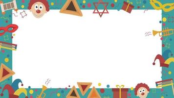 Frame with purim holiday flat design icons vector