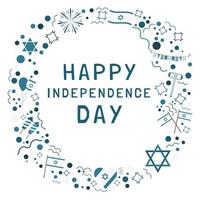Frame with Israel Independence Day holiday flat design icons with text in english vector