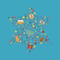 Hanukkah holiday flat design icons set in star of david shape vector