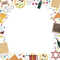 Frame with Passover holiday flat design icons vector