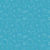 Rosh Hashanah holiday flat design white thin line icons seamless pattern vector