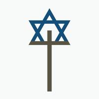 Combination of Star of David with Cross religious symbols vector