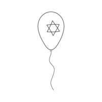 Balloon with star of david shape icon in black flat outline design vector