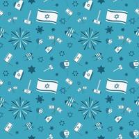 Israel Independence Day holiday flat design icons seamless pattern vector