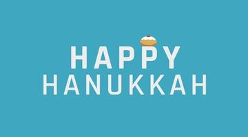 saludo navideño de hanukkah con icono sufganiyah y texto en inglés vector