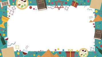 Frame with Passover holiday flat design icons vector
