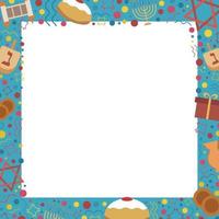 Frame with Hanukkah holiday flat design icons vector