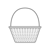 Wicker basket icon in black flat outline design vector